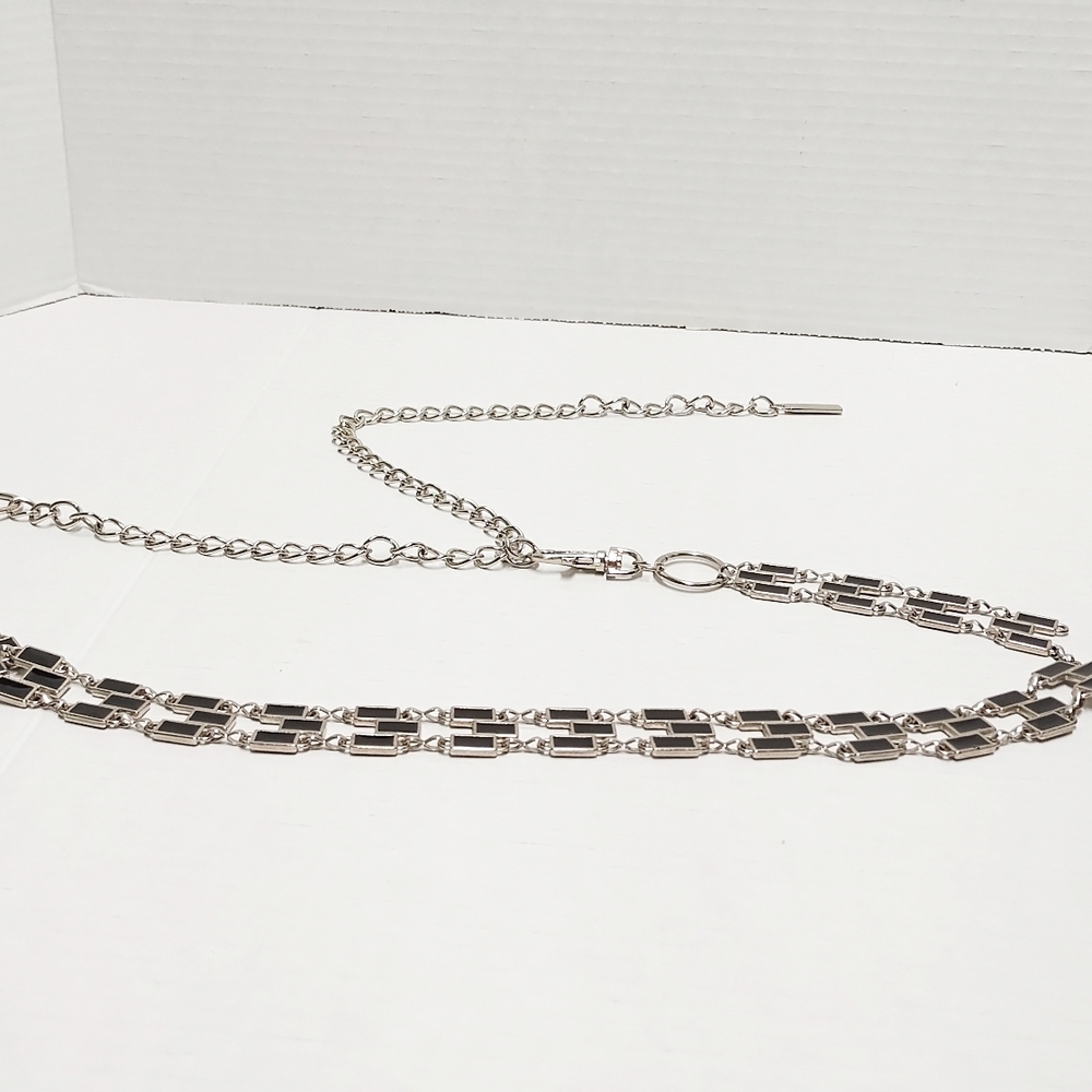 Silver & Black Chain Belt | Adjustable Metal Link Waist Belt | Y2K Urban Stateme